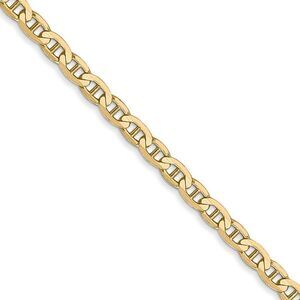 3mm, 14k Yellow Gold, Solid Concave Anchor Chain Necklace, 22 Inch